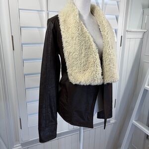 Jack by BB Dakota Brown Jacket with Faux Shearling Teddy Collar